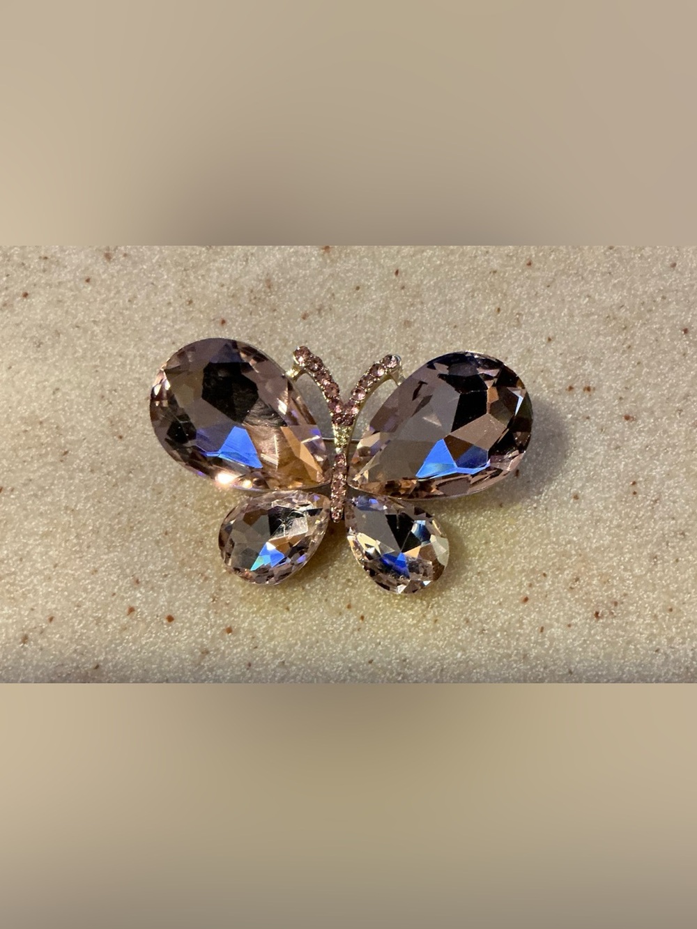 Crystal Butterfly Brooch in Light Pink